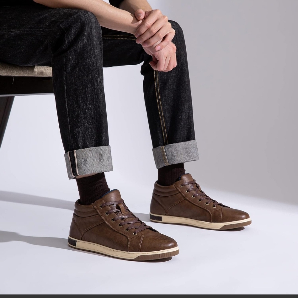 Jousen Men's Fashion Leather High Top Dress Sneaker Boots For Men Sz 13